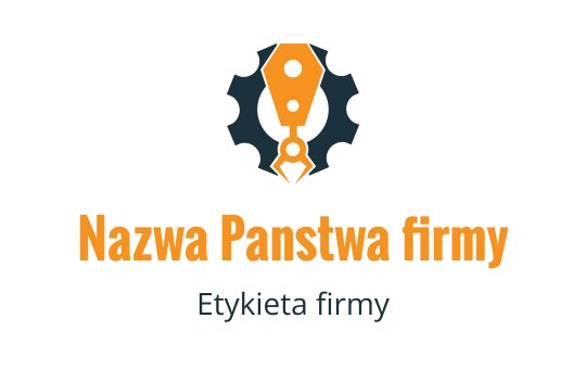 Kreatywne logo zębatki i stalówki w kolorze pomarańczowym i niebieskim
