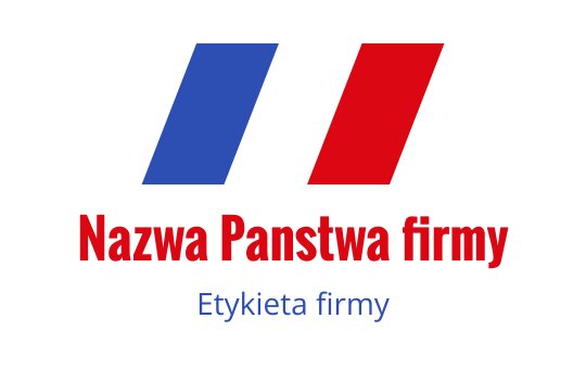 Odważny projekt logo z czerwonymi i niebieskimi ukośnymi paskami