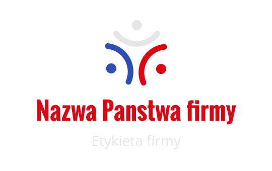 Kolorowy projekt logo z abstrakcyjnymi figurami w czerwonym, niebieskim i białym