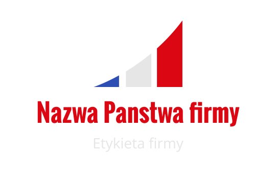 Nowoczesny projekt logo z rosnącym wykresem słupkowym w kolorach czerwonym, białym i niebieskim