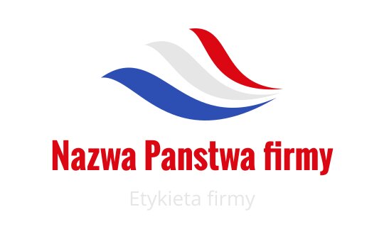 Dynamiczny projekt logo z falującymi czerwonymi, białymi i niebieskimi falami