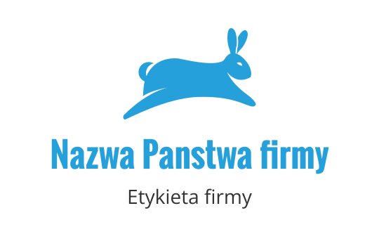 Zabawne niebieskie logo królika w dynamicznej pozycji skoku