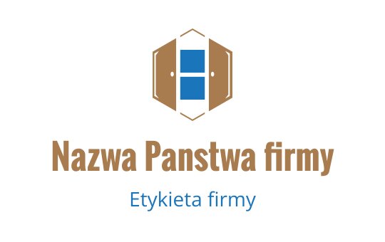 Nowoczesny projekt logo z stylizowanymi drzwiami i niebieskimi akcentami