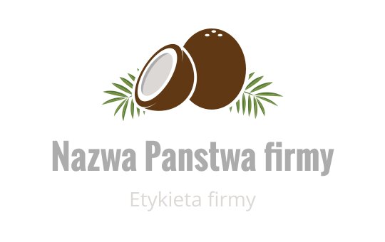 Logo kokosa z zielonymi liśćmi i brązową paletą kolorów