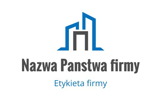 Nowoczesny projekt logo z abstrakcyjnymi niebieskimi budynkami i wyraźną czcionką