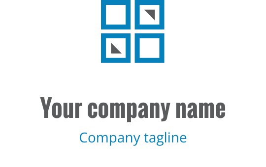 Nowoczesny projekt logo z czterema niebieskimi kwadratami o różnych kształtach