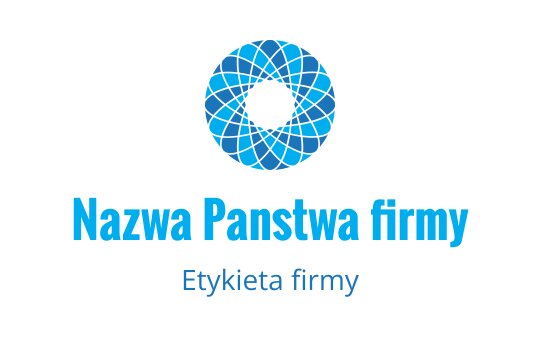 Nowoczesne niebieskie logo w kształcie spirali z czarnym okręgiem w centrum