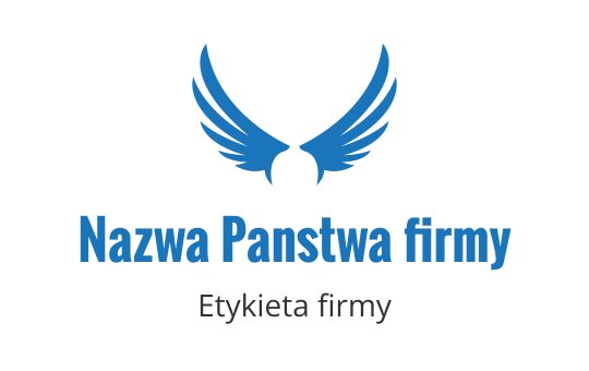 Elegancki projekt logo z niebieskimi skrzydłami nad wyraźnym tekstem