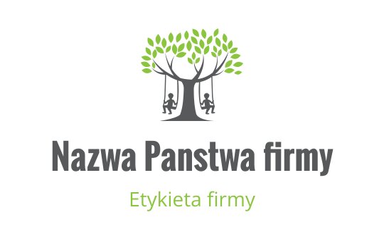 Zabawne logo drzewa z zielonymi liśćmi i dziećmi na huśtawkach