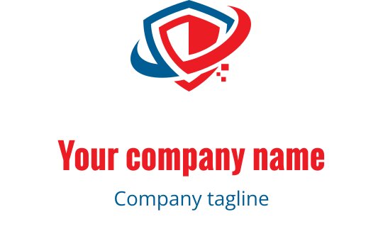 Nowoczesny projekt logo tarczy z czerwonymi i niebieskimi elementami