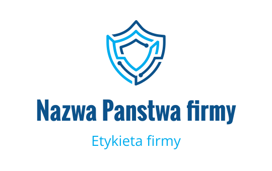 Nowoczesny projekt logo tarczy w niebieskich i białych konturach