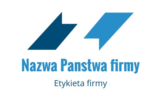 Nowoczesne niebieskie logo z kanciastymi kształtami i wyraźną typografią