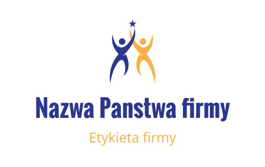 Dynamiczny projekt logo z dwoma abstrakcyjnymi postaciami w niebieskim i pomarańczowym