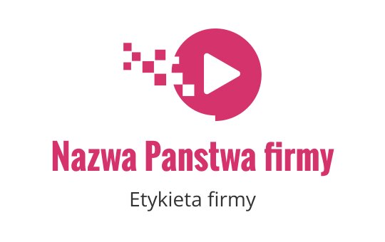 Nowoczesne różowe logo z przyciskiem odtwarzania i elementami pikselowymi