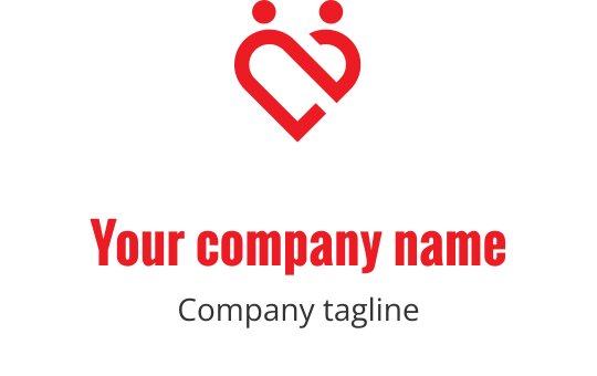 Logo w kształcie serca z dwiema postaciami w czerwonym i czarnym