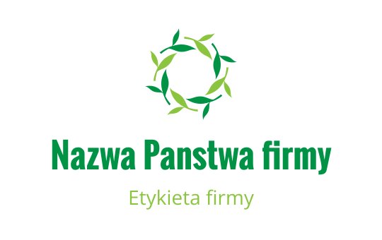 Okrągłe logo z zielonymi liśćmi w naturalnym układzie