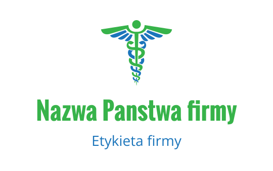 Nowoczesny projekt logo medycznego z kaduceuszem w zielonych i niebieskich elementach
