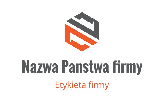 Nowoczesny projekt logo w kształcie heksagonu z szarymi i pomarańczowymi elementami