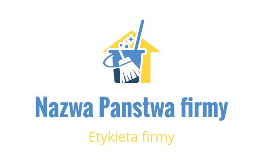 Czyste i nowoczesne logo z domem, miotłą i wiadrem