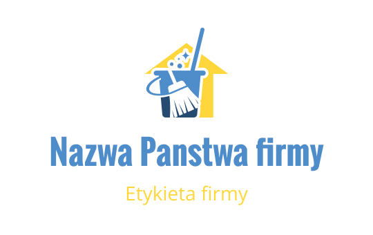 Czyste i nowoczesne logo z domem, miotłą i wiadrem