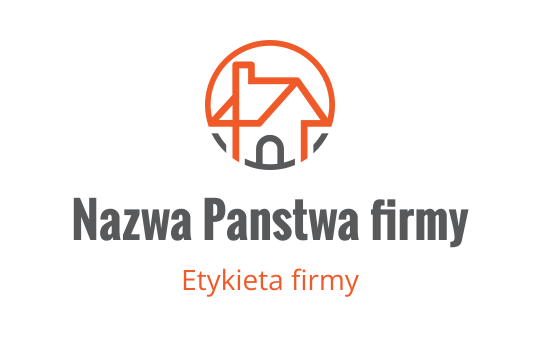 Nowoczesne logo domu z pomarańczowym okrągłym konturem i szarymi detalami