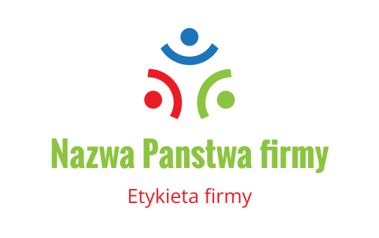 Kolorowy projekt logo z abstrakcyjnymi figurami w niebieskim, czerwonym i zielonym