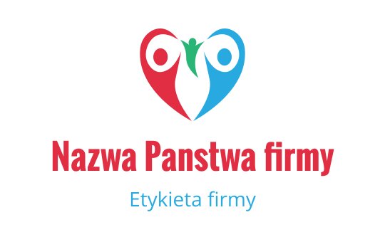 Logo w kształcie serca z dwiema postaciami w czerwonym i niebieskim