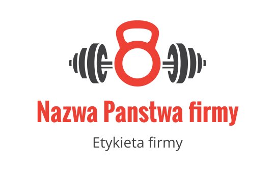 Odważnik logo w odważnym designie z czerwonymi i czarnymi ciężarami