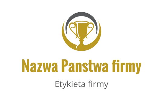 Elegancki projekt logo trofeum w złocie i czerni z okrągłymi akcentami