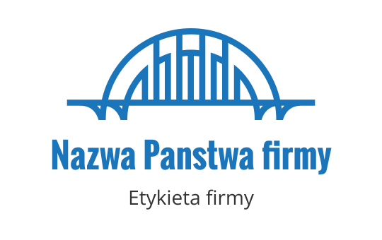 Nowoczesne niebieskie logo mostu z pionowymi liniami i łukami