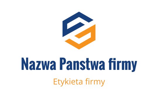 Nowoczesny projekt logo geometrycznego z niebieskimi i pomarańczowymi kształtami