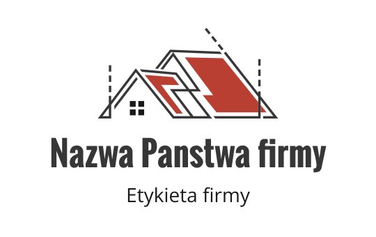 Nowoczesny projekt logo z stylizowanymi dachami w kolorze czerwonym i czarnym