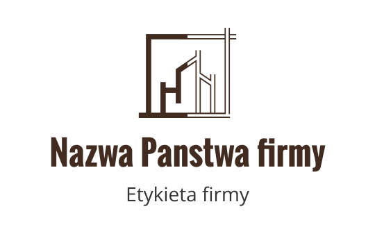 Nowoczesny projekt logo z geometrycznym zarysem budynku w kolorze brązowym