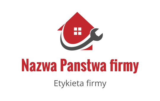 Nowoczesne logo domu z kluczem i elementem czerwonego dachu