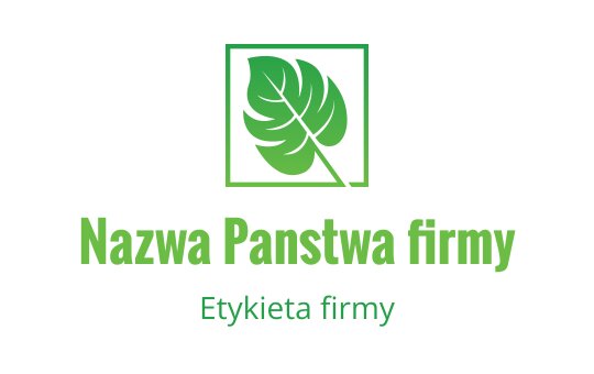Nowoczesne logo z zielonym liściem w kwadratowej ramce