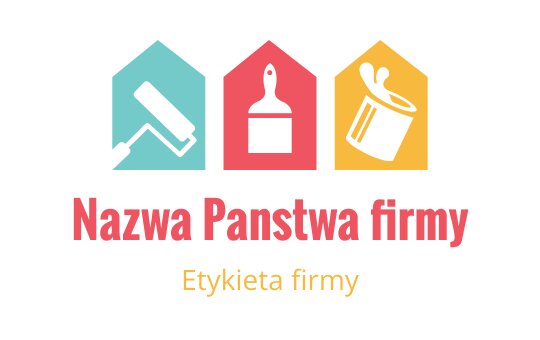 Kolorowy projekt logo z wałkiem malarskim, pędzlem i puszką farby
