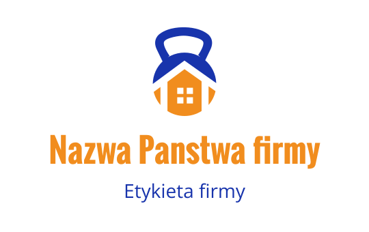 Nowoczesny projekt logo z domem o niebieskim dachu i pomarańczowymi akcentami