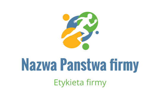 Dynamiczny projekt logo z biegaczem i kolorowymi abstrakcyjnymi kształtami