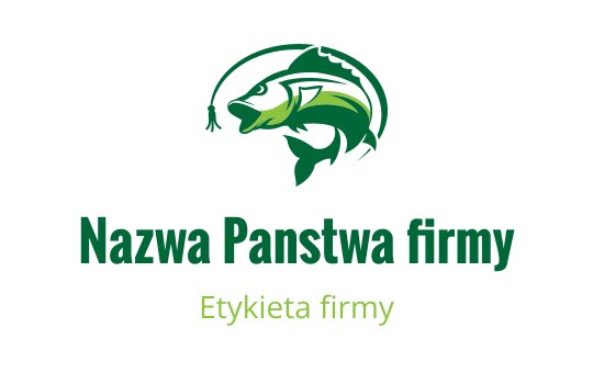 Dynamiczne logo ryby w zieleni z elementem żyłki wędkarskiej