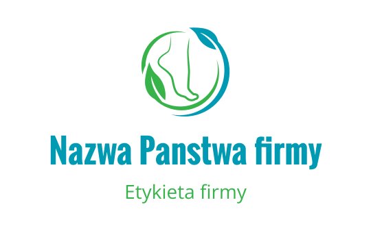 Nowoczesny projekt logo z stopą i liśćmi w zieleni i niebieskim