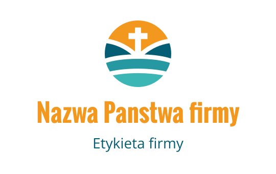 Nowoczesny projekt logo z krzyżem nad warstwami fal w niebieskim i pomarańczowym