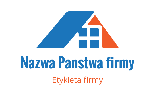 Nowoczesne logo w kolorze niebieskim i pomarańczowym z stylizowanym dachem i oknem