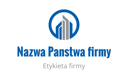 Nowoczesny projekt logo z stylizowanymi budynkami w niebieskiej okrągłej ramce