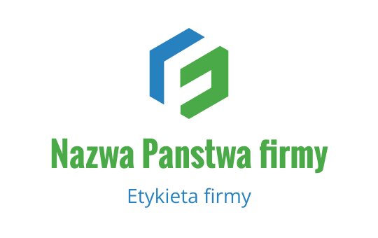 Nowoczesny projekt logo geometrycznego z niebieskimi i zielonymi kształtami