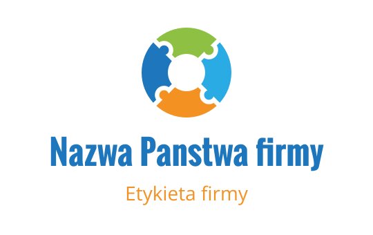 Kolorowy projekt logo w kształcie puzzli z niebieskimi, zielonymi i pomarańczowymi elementami