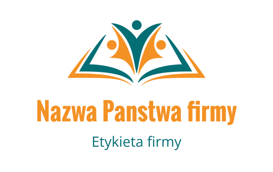 Kolorowy projekt logo z abstrakcyjnymi postaciami nad otwartą książką