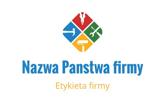 Kolorowe logo w kształcie diamentu z narzędziami w każdym kwadrancie