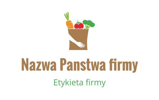Kreatywne logo z torbą na zakupy i kolorowymi warzywami