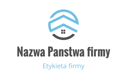 Nowoczesny projekt logo z stylizowanym domem i niebieskimi akcentami