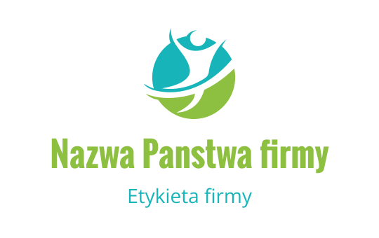 Dynamiczny projekt logo z stylizowaną postacią w niebieskich i zielonych okręgach
